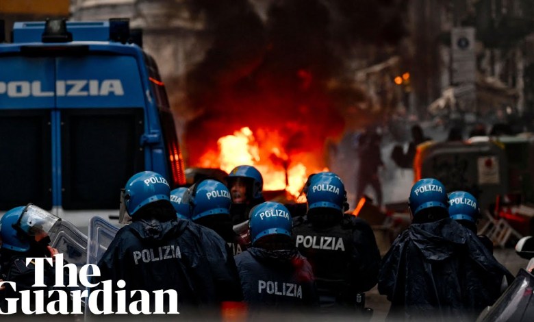Eintracht fans defy ban and clash with police in Naples before Champions League fixture Eintracht fans defy ban and clash with police in Naples before Champions League fixture