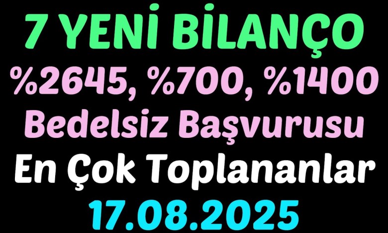 7 YENİ BİLANÇO, %2645, %700, %1400 Bedelsiz Başvurusu En Çok Toplananlar #borsa #bryat #escar #reedr 7 YENİ BİLANÇO, %2645, %700, %1400 Bedelsiz Başvurusu En Çok Toplananlar #borsa #bryat #escar #reedr