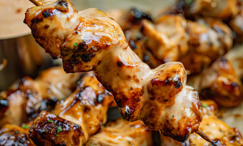 Air fryer chicken skewers ready to serve Air fryer chicken skewers ready to serve