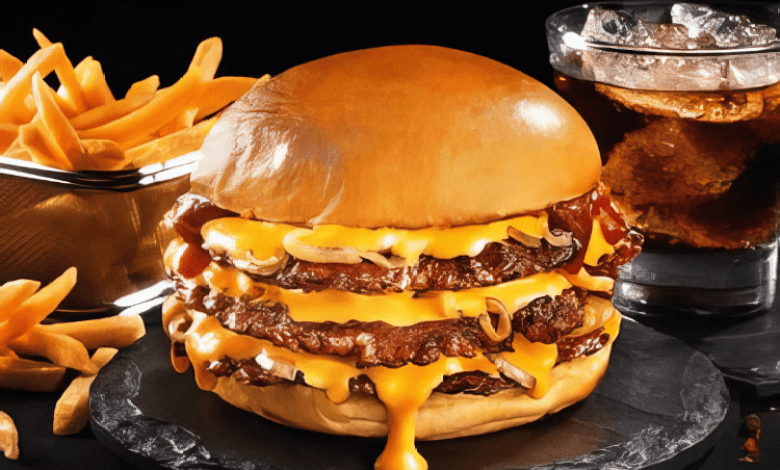 Smash Burger freshly cooked with cheese and toppings Smash Burger freshly cooked with cheese and toppings