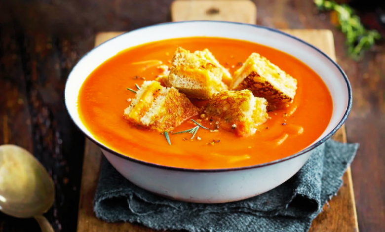 Sheet Pan Soup with Grilled Cheese Croutons Sheet Pan Soup with Grilled Cheese Croutons