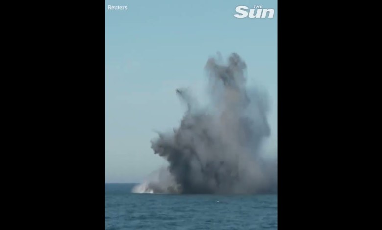 Massive explosions as naval mines cleared in Baltic Sea Massive explosions as naval mines cleared in Baltic Sea