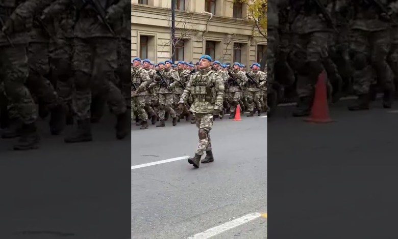 Turkish soldiers parading in the streets of Baku, Azerbaijan Turkish soldiers parading in the streets of Baku, Azerbaijan