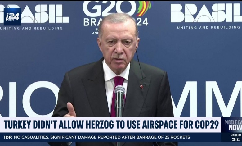 Erdogan bars President Herzog from Turkish airspace Erdogan bars President Herzog from Turkish airspace