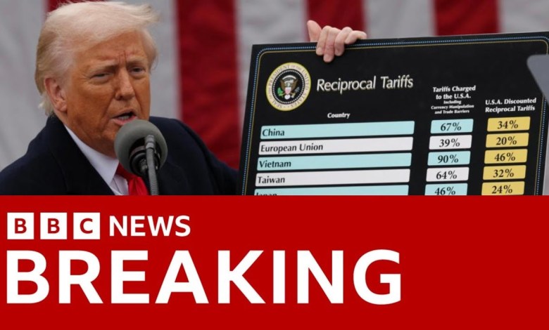 Trump unveils sweeping global tariffs in watershed moment for world trade | BBC News Trump unveils sweeping global tariffs in watershed moment for world trade | BBC News