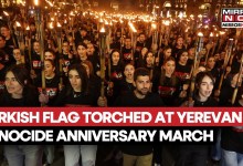 Turkish Flag Torched In Yerevan As Thousands March To Commemorate Armenian Genocide | Watch Turkish Flag Torched In Yerevan As Thousands March To Commemorate Armenian Genocide | Watch