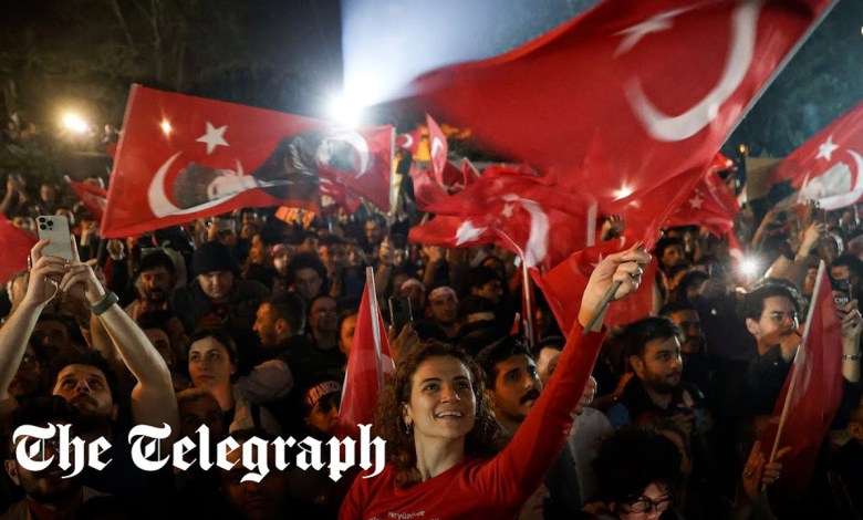Supporters of Turkish opposition celebrate in the streets after election victories Supporters of Turkish opposition celebrate in the streets after election victories