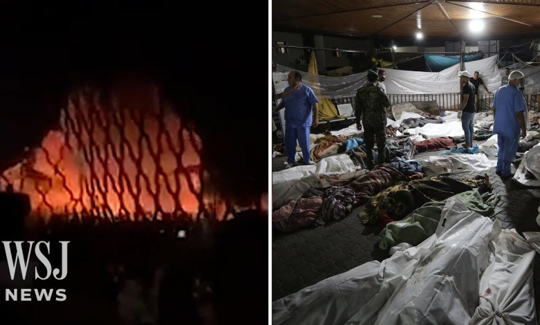 Footage Shows Moment of Gaza Hospital Blast, Officials Say 500 Killed | WSJ News Footage Shows Moment of Gaza Hospital Blast, Officials Say 500 Killed | WSJ News
