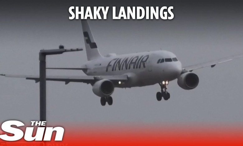 Shaky landings at UK Heathrow airport as Storm Isha unleashes 85mph winds Shaky landings at UK Heathrow airport as Storm Isha unleashes 85mph winds