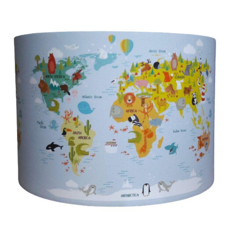 Designed4Kids hanglamp Wereldkaart Dieren Maat