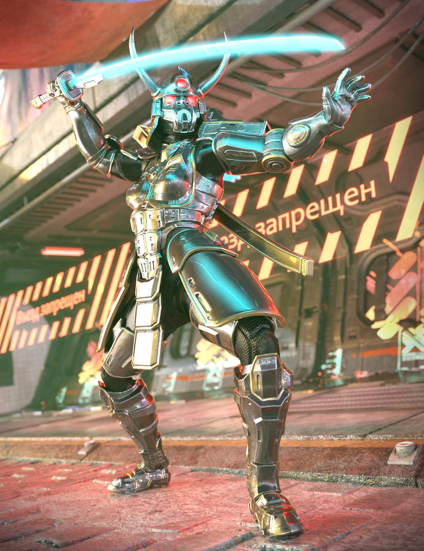 Samurai Cyberpunk Armor for Genesis 8.1 Female and Noska 8.1 Samurai Cyberpunk Armor for Genesis 8.1 Female and Noska 8.1