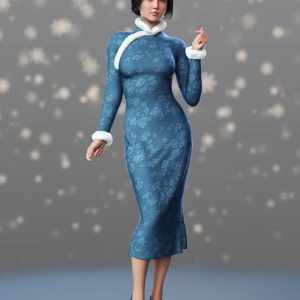 dForce MK Winter Cheongsam Dress for Genesis 9 dForce MK Winter Cheongsam Dress for Genesis 9