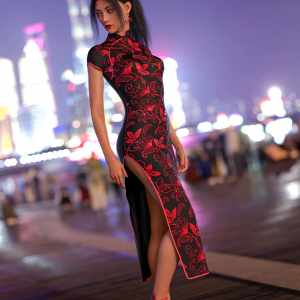dForce Chinese Qipao Outfit for Genesis 9 dForce Chinese Qipao Outfit for Genesis 9