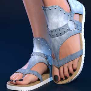 Candace Denim Sandals for Genesis 8 and 9 Candace Denim Sandals for Genesis 8 and 9