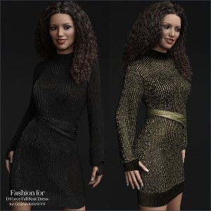 Fashion for D-Force Fall Knit Dress for Genesis 8/8.1/9/V9 Fashion for D-Force Fall Knit Dress for Genesis 8/8.1/9/V9