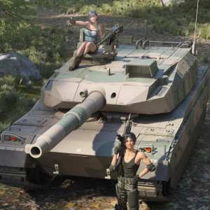 Type-10 Japanese Battle Tank and Forest Environment Type-10 Japanese Battle Tank and Forest Environment