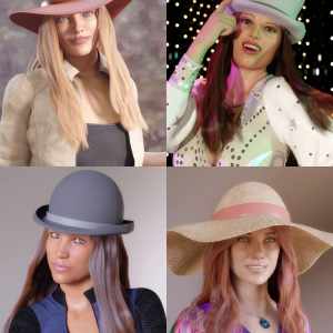 Brimmed Hats for Beanie Hair for Genesis 8 and 8.1 Females Brimmed Hats for Beanie Hair for Genesis 8 and 8.1 Females