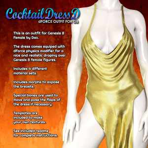 Exnem dForce Cocktail Dress D for Genesis 8 Female Exnem dForce Cocktail Dress D for Genesis 8 Female