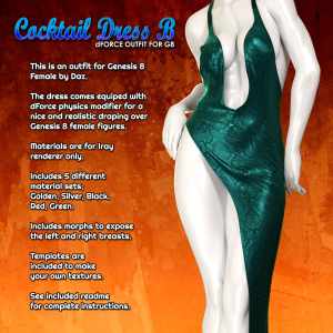 Exnem dForce Cocktail Dress B for Genesis 8 Female Exnem dForce Cocktail Dress B for Genesis 8 Female
