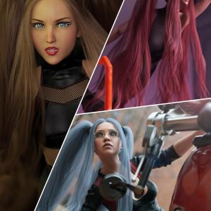 Turbulent Pigtails Hair for Genesis 8 and 8.1 Females Turbulent Pigtails Hair for Genesis 8 and 8.1 Females