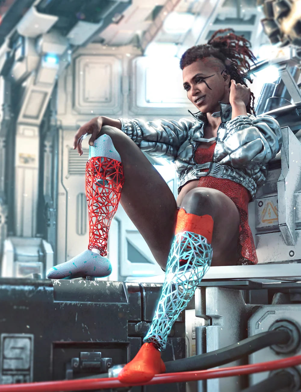 Sci-fi Leg Prosthetic for Genesis 8.1 Females Sci-fi Leg Prosthetic for Genesis 8.1 Females