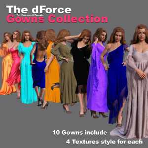 The dForce Gowns Collection for G8F The dForce Gowns Collection for G8F