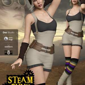 Steampunk Playsuit Outfit Set for Genesis 8 Female(s) Steampunk Playsuit Outfit Set for Genesis 8 Female(s)