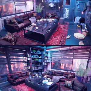 Cyberpunk Condo Living Room Cyberpunk Condo Living Room
