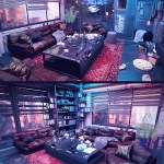 Cyberpunk Condo Living Room Cyberpunk Condo Living Room
