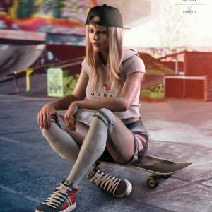 AJC Pro Skate Outfit for Genesis 8 Females AJC Pro Skate Outfit for Genesis 8 Females
