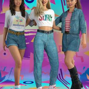dForce Ninties Nostalgia Wardrobe for Genesis 8 Females dForce Ninties Nostalgia Wardrobe for Genesis 8 Females