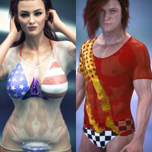 dForce Dynamic Wet Tshirt Bikini and Briefs for Genesis 9 Texture Add-On dForce Dynamic Wet Tshirt Bikini and Briefs for Genesis 9 Texture Add-On