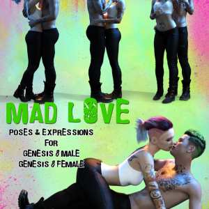 Mad Love: Couple Poses for Genesis 8 Male & Genesis 8 Female Mad Love: Couple Poses for Genesis 8 Male & Genesis 8 Female