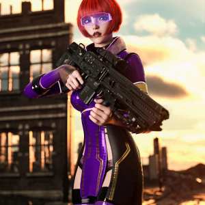 Cyberpunk Droid Sniper Rifle Poses for Genesis 8 and 8.1 Female Cyberpunk Droid Sniper Rifle Poses for Genesis 8 and 8.1 Female