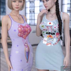 Kawaii Textures for dForce Tanked Dress Kawaii Textures for dForce Tanked Dress