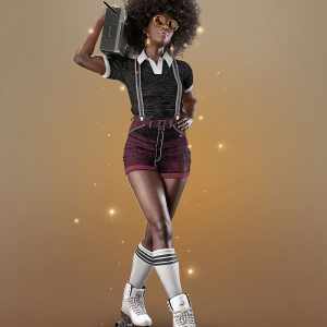 AJC Boogie Roller Girl Outfit and Boombox for Genesis 8 and 8.1 Females AJC Boogie Roller Girl Outfit and Boombox for Genesis 8 and 8.1 Females