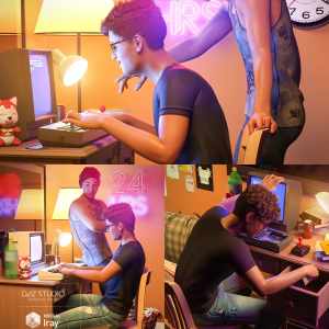 Retro Gamer Poses for Genesis 8 Male Retro Gamer Poses for Genesis 8 Male