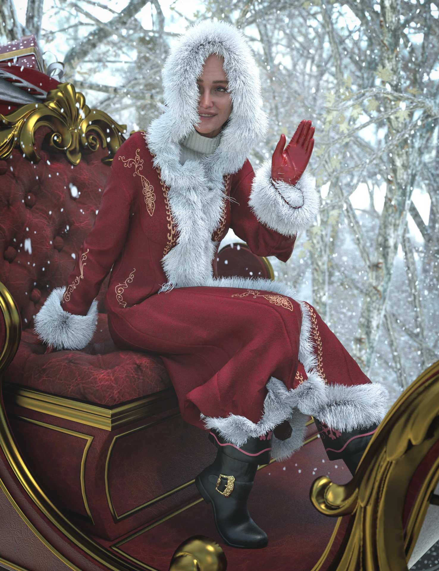 dForce Mrs. Klaus Outfit for Genesis 9 dForce Mrs. Klaus Outfit for Genesis 9