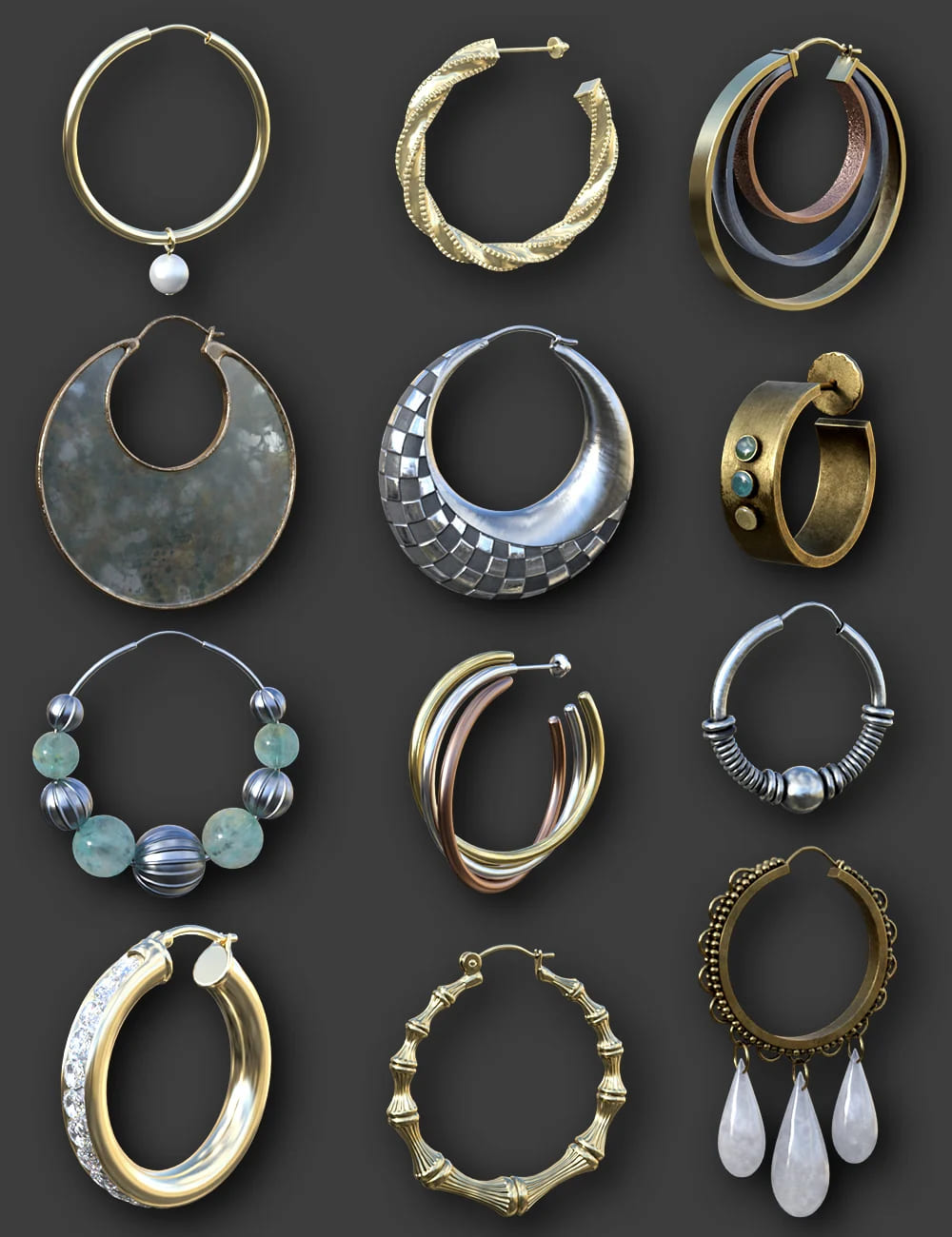 Hoop Earrings Collection for Genesis 8 and 8.1 Females Hoop Earrings Collection for Genesis 8 and 8.1 Females