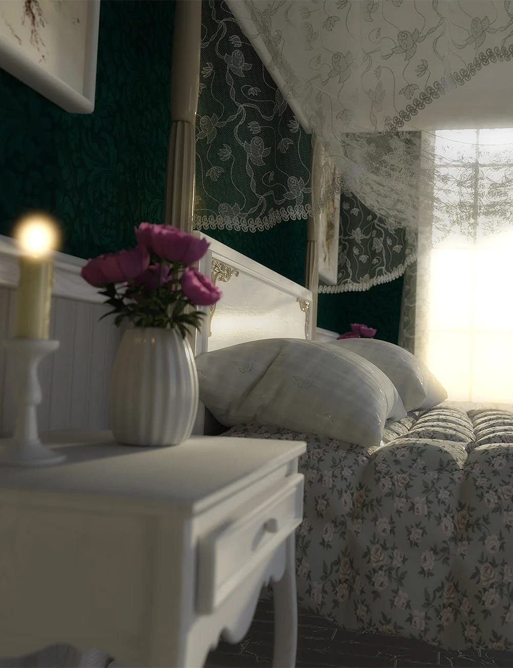 Elegant Romantic Bedroom Vignette Elegant Romantic Bedroom Vignette