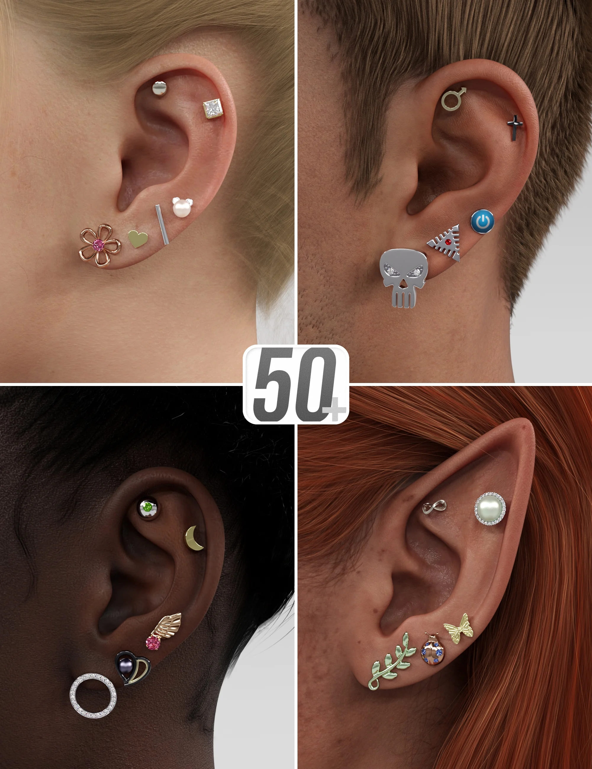 NG Ultimate Stud Earring Collection for Genesis 9, 8, and 8.1 NG Ultimate Stud Earring Collection for Genesis 9, 8, and 8.1