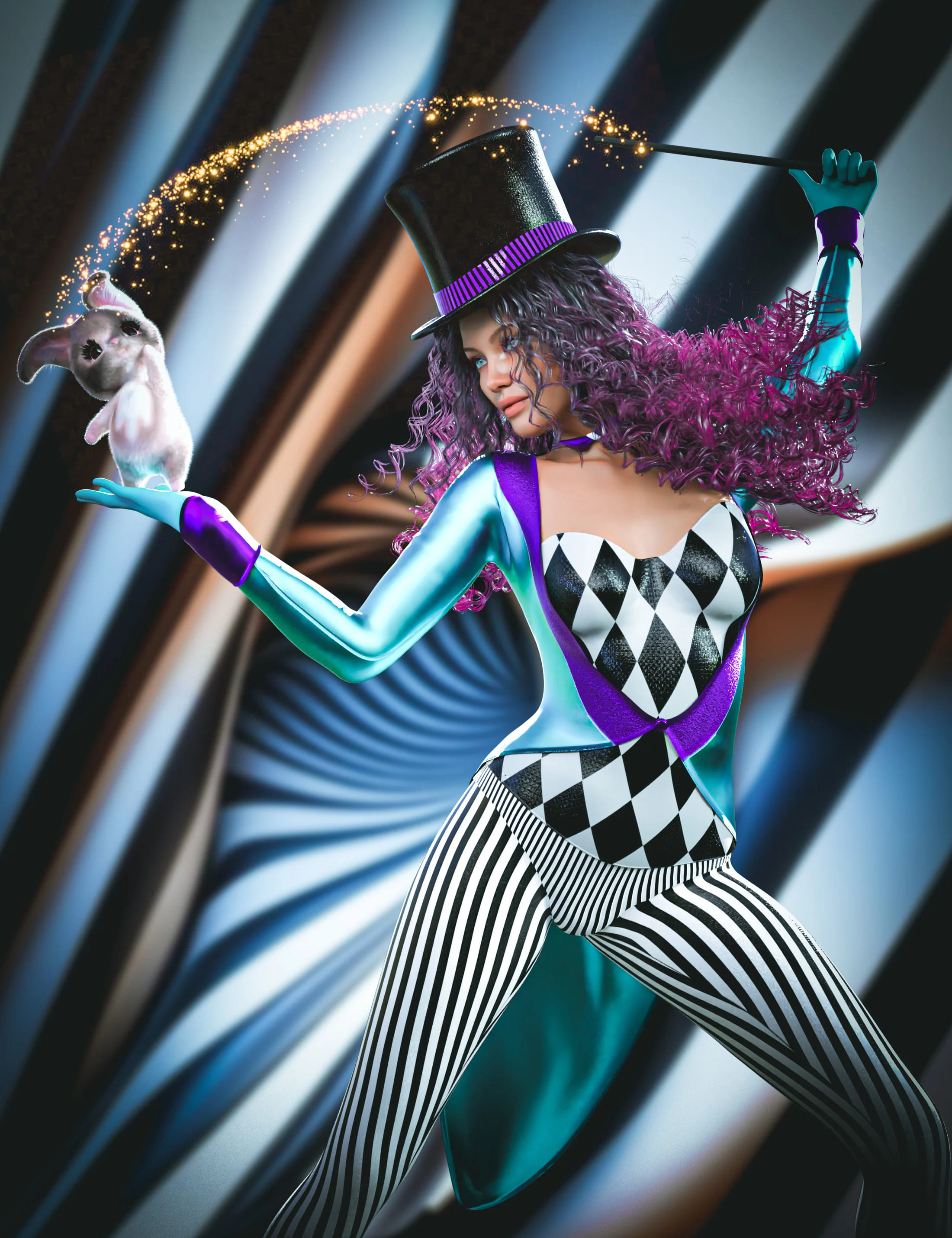 dForce Magician Lady Outfit For Genesis 9 dForce Magician Lady Outfit For Genesis 9