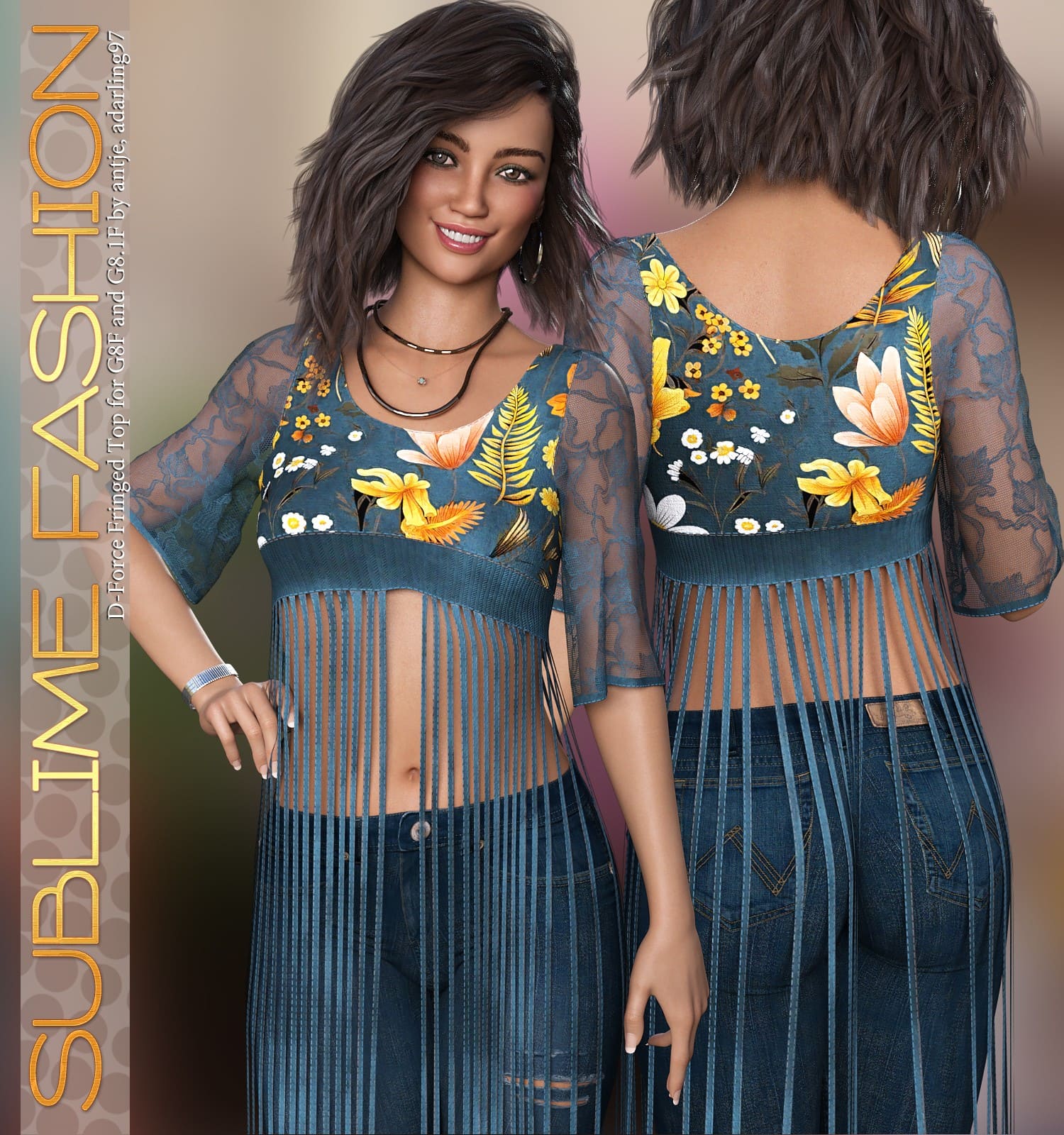 Sublime Fashion for D-Force Fringed Top for G8F and G8.1F Sublime Fashion for D-Force Fringed Top for G8F and G8.1F