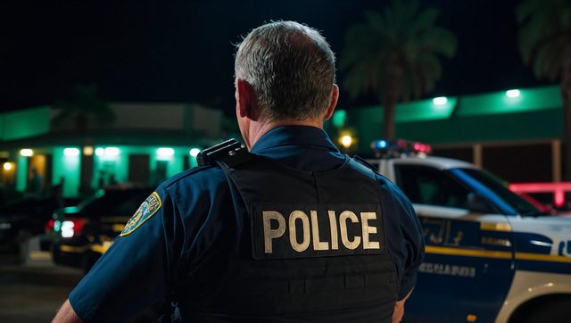 Police officer at a scene of a crime. Police officer at a scene of a crime.