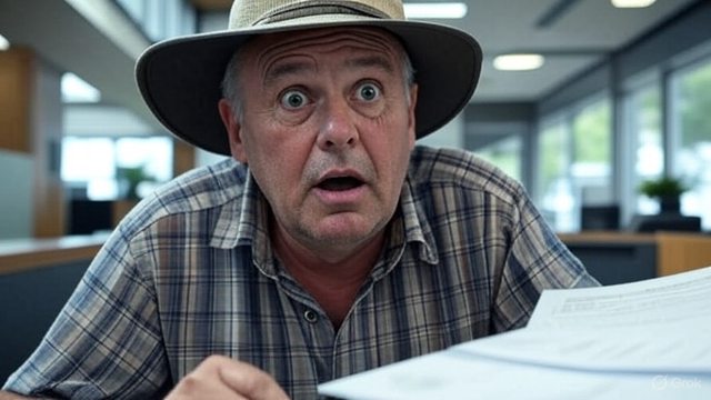 Artistic impression of a South African farmer receiving bad news from bank. Artistic impression of a South African farmer receiving bad news from bank.