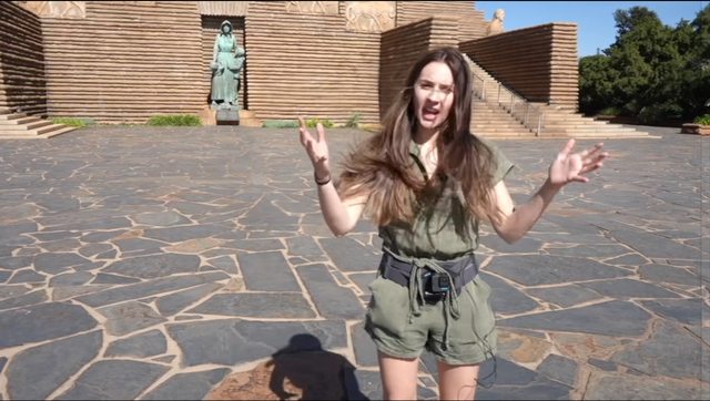 Angela Rose at the Voortrekker Monument. Angela Rose at the Voortrekker Monument.