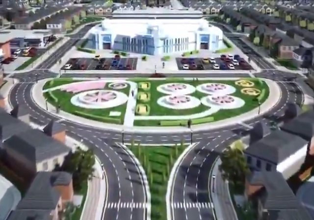 A 3D rendering of the planned Muslim development. A 3D rendering of the planned Muslim development.