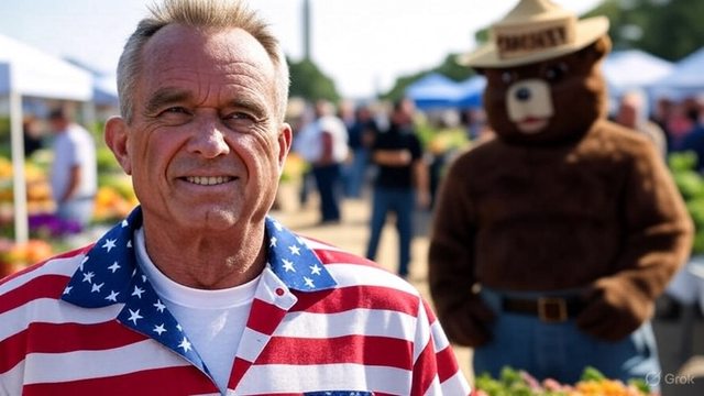 Artistic impression of Secretary Robert F. Kennedy Jr. and Smokey Bear at the Great American Farmers Market, celebrating U.S. agriculture with vibrant patriotism on the National Mall, August 3-8, 2025. Artistic impression of Secretary Robert F. Kennedy Jr. and Smokey Bear at the Great American Farmers Market, celebrating U.S. agriculture with vibrant patriotism on the National Mall, August 3-8, 2025.