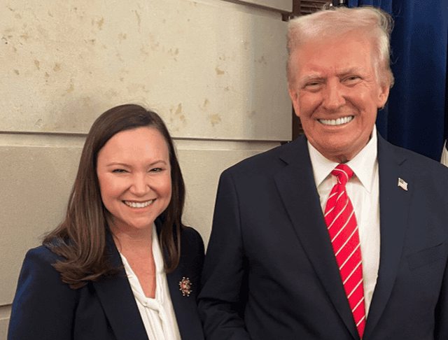 Senator Ashley Moody stands alongside President Trump. Senator Ashley Moody stands alongside President Trump.