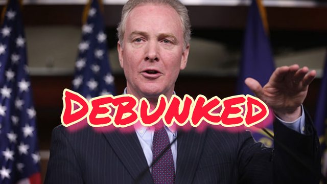 Senator Chris van Hollen with the word, Debunked. Senator Chris van Hollen with the word, Debunked.